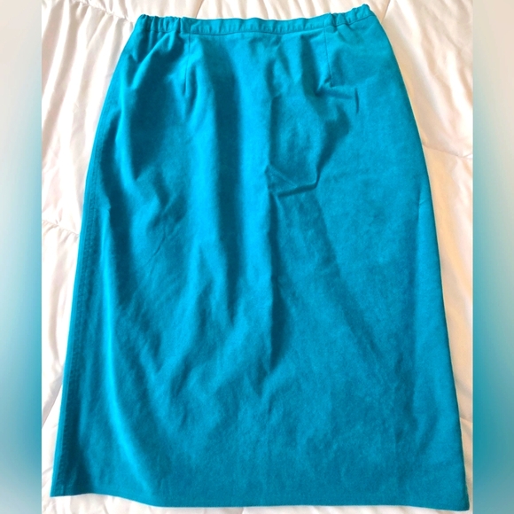 Aqua Blue Washable Faux Suede Skirt and Jacket Suit Set Size 12 - Picture 11 of 16